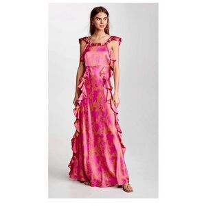 Tanya Taylor Haven Long Pink Dress.